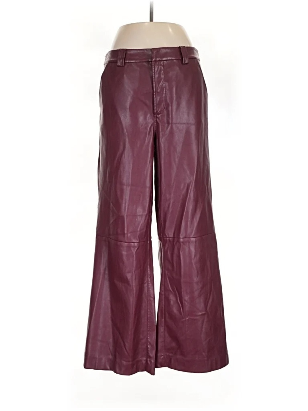 Joe's Jeans Burgundy Wide-Leg Leather Pants